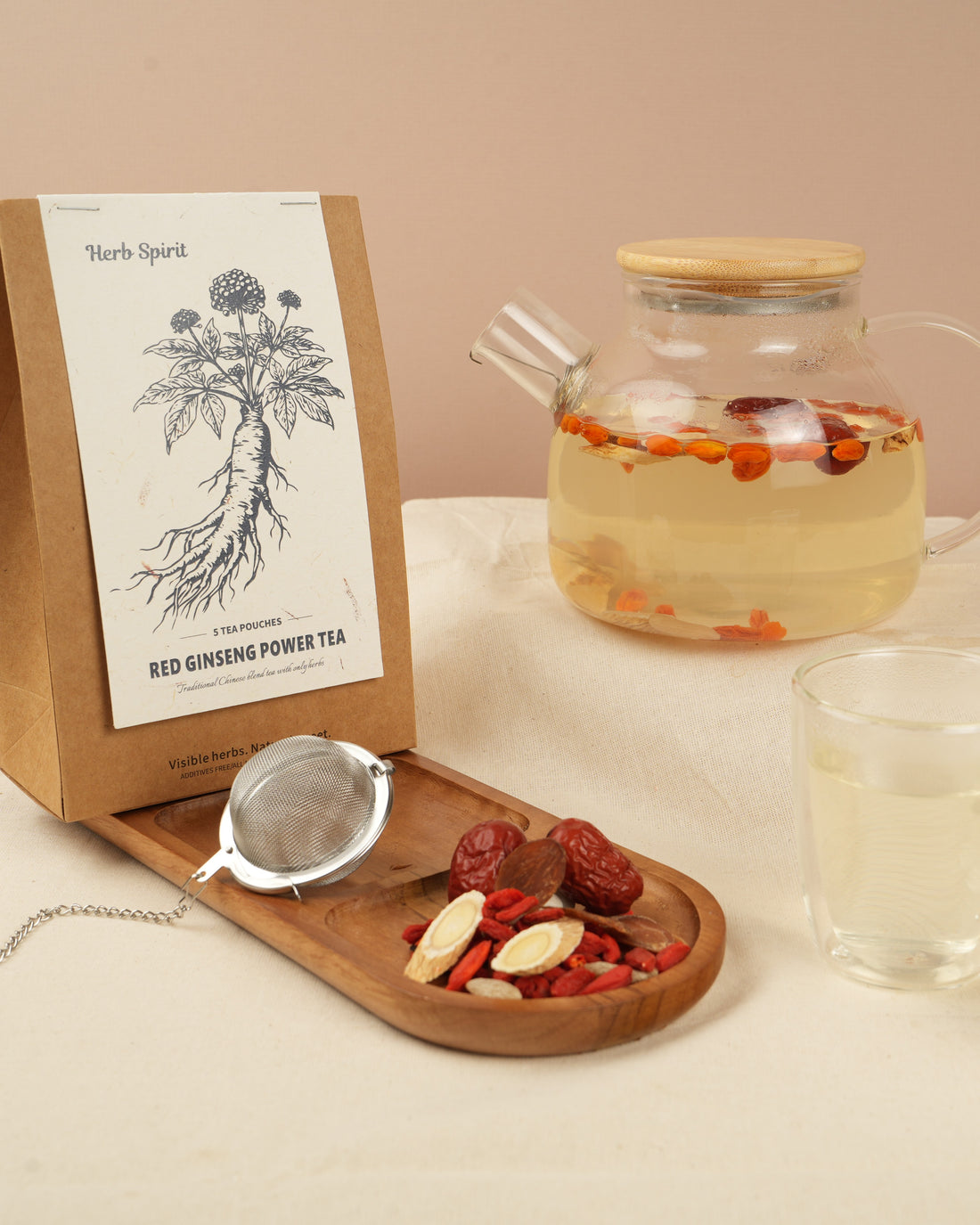 Natural Energy Tea| Red Ginseng, Astragalus & Goji Berry (5 Tea Pouches)