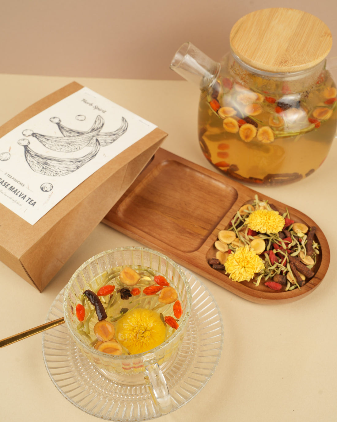 Cooling & Throat-soothing Tea| Malva Nut, Honeysuckle & Goji Berry (5 Pouches)