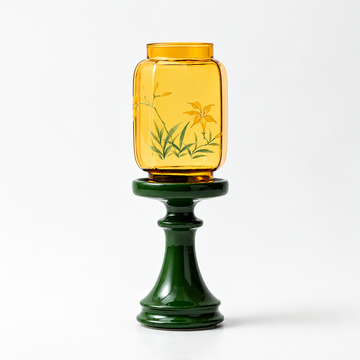 Golden Orchid Amber Glass Tealight Holder