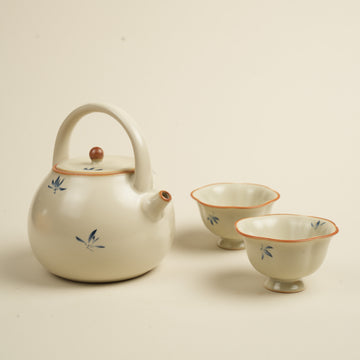 Blue Orchid Ceramic Teapot Set