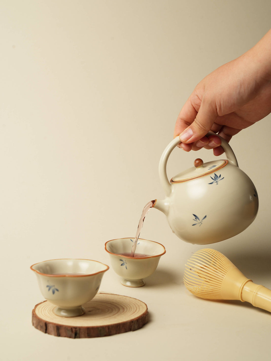 Blue Orchid Ceramic Teapot Set